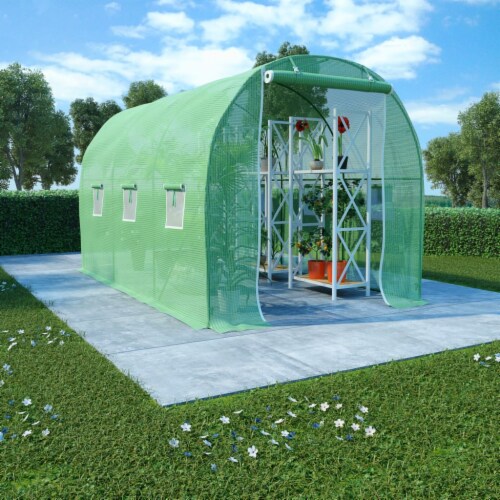 vidaXL Greenhouse 73.8 ft² 11.3'x6.6'x6.6' Perspective: front