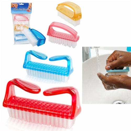 3 Pc Nail Brush Scrub Set Hand Cleaning Manicure Pedicure Fingernail Tool  Bath, 1 - Baker's