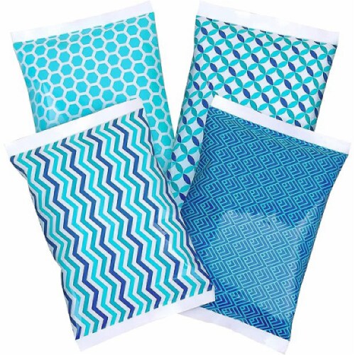 Thrive 4 Pack Small Reusable Ice Packs for Lunch Box or Cooler, Long Lasting, BPA Free, Robot, Space, Dinosaur Prints