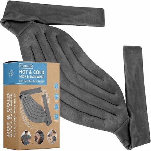 TruHealth Large Weighted Hot and Cold Body Wrap for Neck Grey Perspective: front