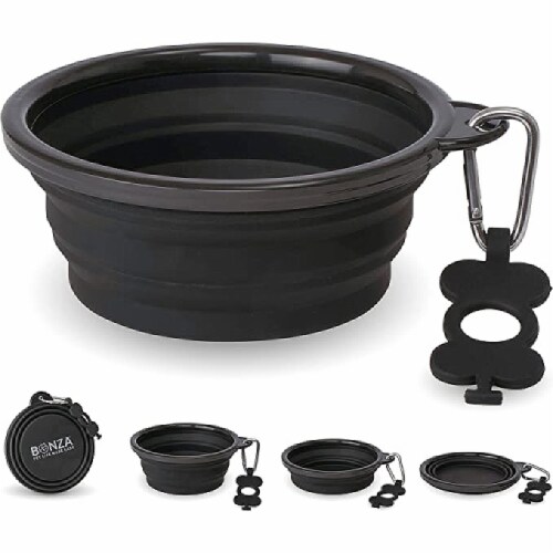 BONZA Collapsible Dog Bowl Black Large Large Foods Co