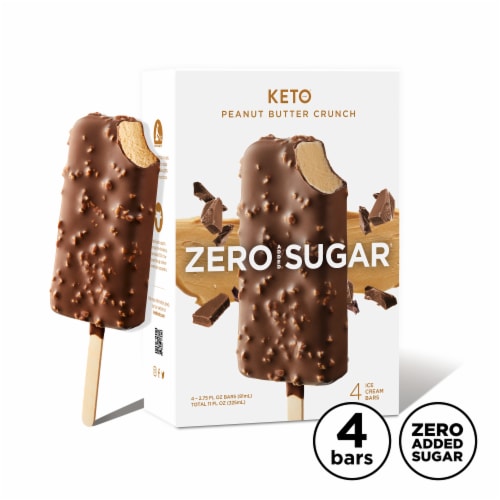 Keto Zero Added Sugar Peanut Butter Caramel Ice Cream Bars 4pk, 2.75 fl oz Bars Perspective: front