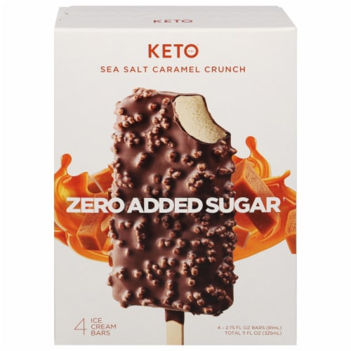 Keto Pint Zero Added Sugar Sea Salt Caramel Crunch Ice Cream Bar Perspective: front