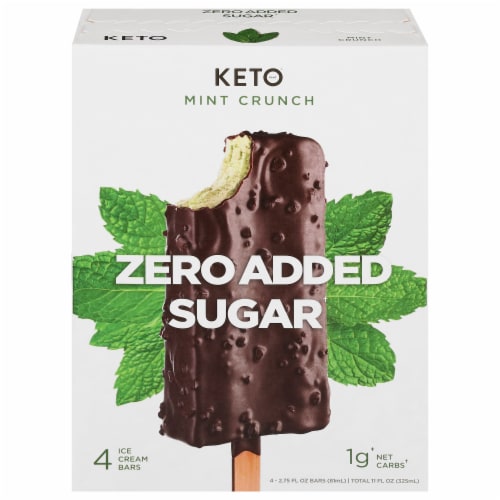 Keto Zero Added Sugar Mint Crunch Ice Cream Bars 4 pk, 2.75 fl oz Bars Perspective: front