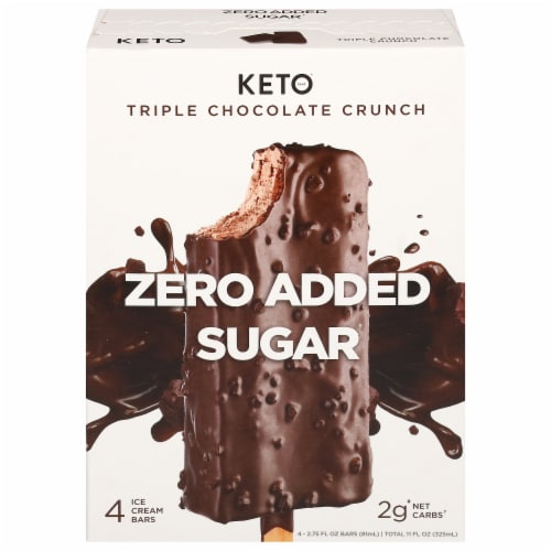 Keto Pint Zero Added Sugar Triple Chocolate Crunch Ice Cream Bars 4pk, 2.75 fl Oz Bars Perspective: front