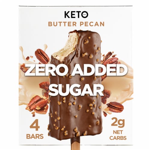 Keto Zero Added Sugar Butter Pecan Ice Cream Bars 4pk 2.75 fl oz Bars Perspective: front