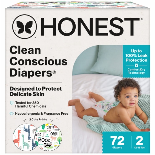 The Honest Company Clean Conscious Diapers® |Hypoallergenic + Fragrance Free | Size 2 Perspective: front