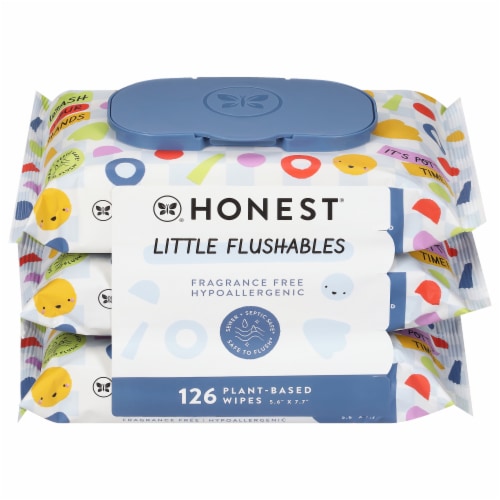 Honest® Fragrance Free Toddler Flushable Wipes Perspective: front