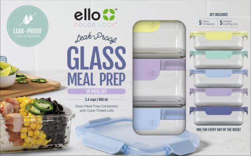 Ello Color Lock Leak Proof Glass Meal Prep Set - Assorted Colors Perspective: front