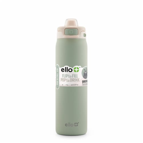 Ello® Pop & Fill Stainless Steel Water Bottle - Pistachio Perspective: front