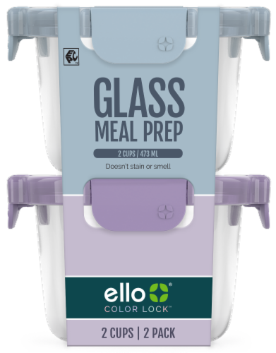Ello Color Lock Glass Meal Prep Set Perspective: front