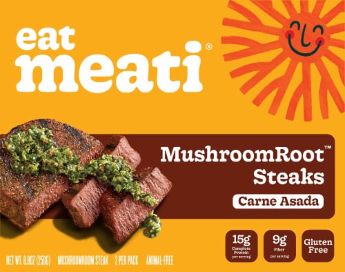 eat Meati® MushroomRoot™ Carne Asada Steaks Perspective: front
