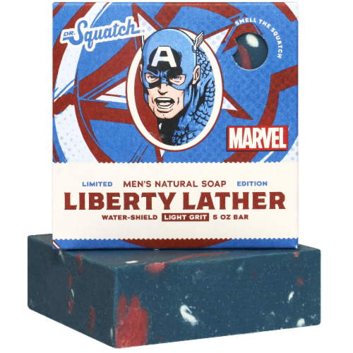 Dr. Squatch® Marvel Bar Soap Liberty Lather Perspective: front
