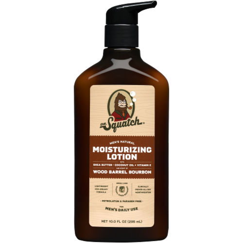 Dr. Squatch® Men's Natural Wood Barrell Bourbon Moisturizing Lotion Perspective: front