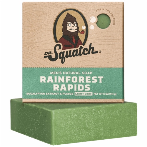 Dr. Squatch® Men's Natural Bar Soap Rainforest Rapids Light Grit Perspective: front