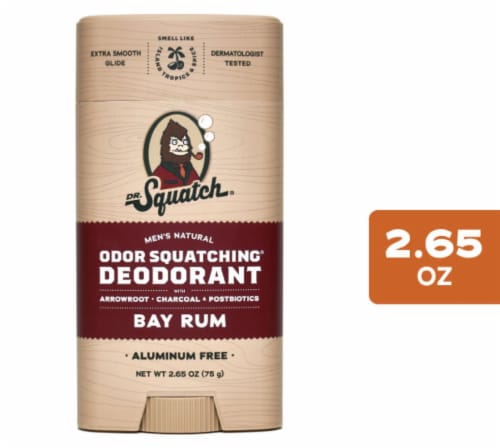 Dr. Squatch® Men's Natural Bay Rum Deodorant Stick Aluminum Free Perspective: front
