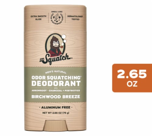 Dr. Squatch® Men's Natural Odor Squatching® Aluminum Free Deodorant Stick Birchwood Breeze Perspective: front