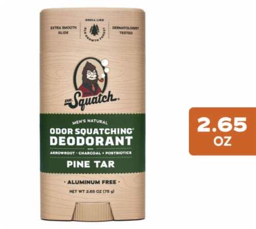 Dr. Squatch® Men's Natural Pine Tar Deodorant Stick Aluminum Free Perspective: front