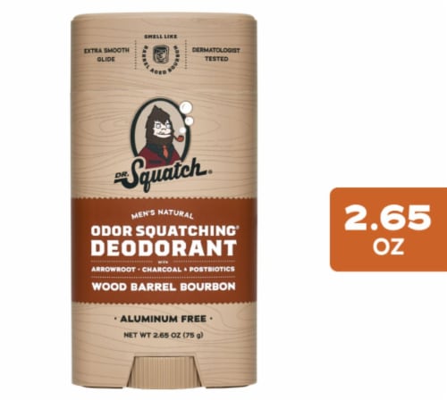 Dr. Squatch® Men's Deodorant Stick Wood Barrel Bourbon Alumnium Free Perspective: front