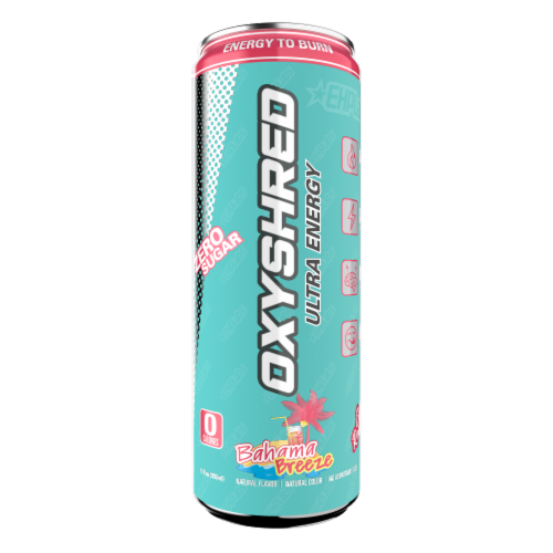 OxyShred Ultra Energy Bahama Breeze Energy Drink Can Perspective: front