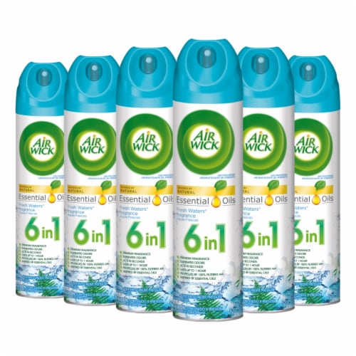 Air Wick Aerosol Spray Air Freshener, Fresh Waters, 8 oz (Pack of 6) Perspective: front