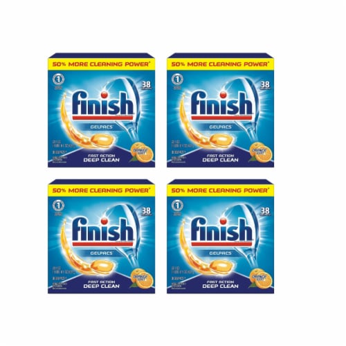 Finish Gelpacs - Dishwasher Detergent Tablets, Orange - 38 Count (Pack of 4) Perspective: front