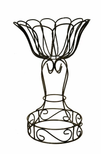Blue Orange Pottery Metal Flower Basket Perspective: front