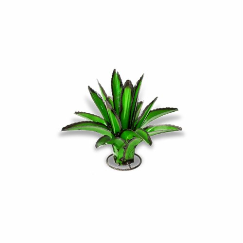 Blue Orange Pottery Agave Garden Decor Perspective: front