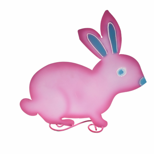 Blue Orange Pottery Metal Bunny - Pink Perspective: front