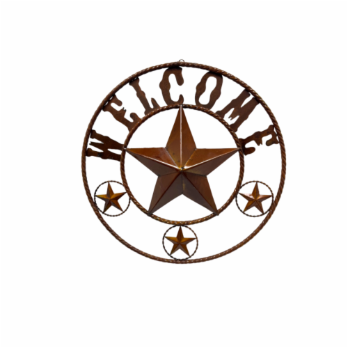 Blue Orange Pottery Welcome Star Sign Perspective: front