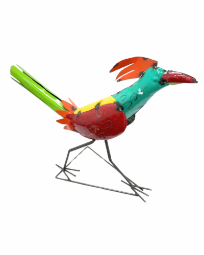 Blue Orange Pottery Roadrunner Plant Stand Perspective: front