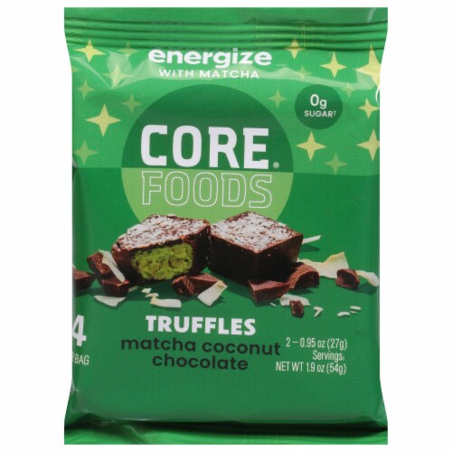 CORE Foods® Matcha Coconut Chocolate Truffles Perspective: front