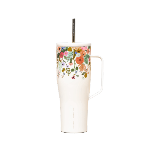 Corkcicle Rifle Paper Cold Cup - Garden Party Cream Perspective: front