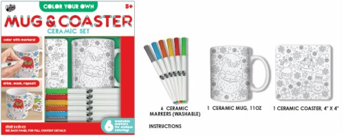 Holiday Christmas Ceramic Mug and Coaster Kit Perspective: front