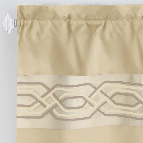 Kate Aurora Pacifico 3 Piece Kitchen Curtain Set - 36 in. Long - Tan Perspective: front