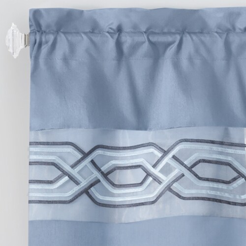 Kate Aurora Pacifico 3 Piece Kitchen Curtain Set - 36 in. Long - Blue Perspective: front