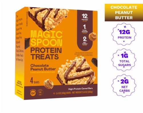Magic Spoon® High-Protein Gluten-Free Chocolate Peanut Butter Cereal Treat Bars Perspective: front