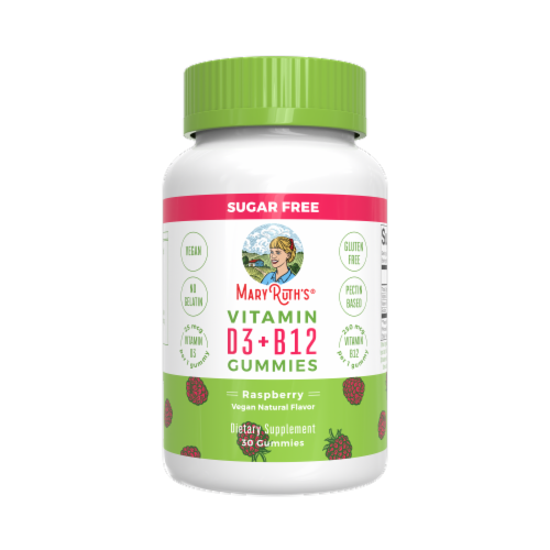 MaryRuth's® Vitamin D3 + B12 Raspberry Gummies Perspective: front