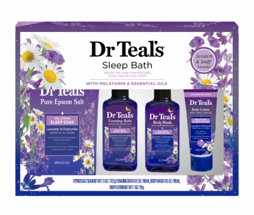 Dr Teal's Lavender & Chamomile Melatonion Bath Gift Set Perspective: front