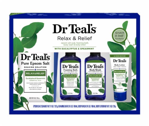 Dr Teal's® Relax & Relief Eucalyptus + Spearmint Bath Gift Set Perspective: front