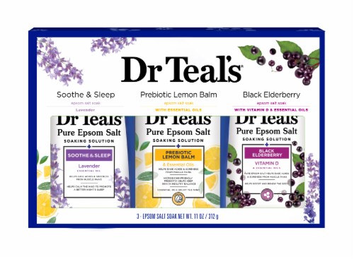 Dr Teal's Lavender/Lemon/Elderberry Epson Salt Bath Soak Gift Set Perspective: front