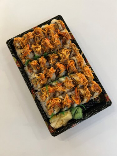 Spicy Krab and Eggplant Roll Sushi Perspective: front
