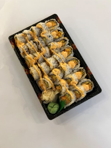 Spicy Shrimp and Cucumber Roll Sushi Perspective: front