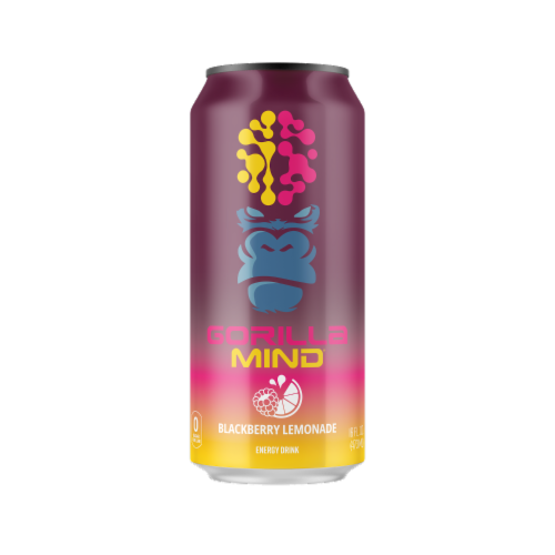 Gorilla Mind Blackberry Lemonade Energy Drink Perspective: front
