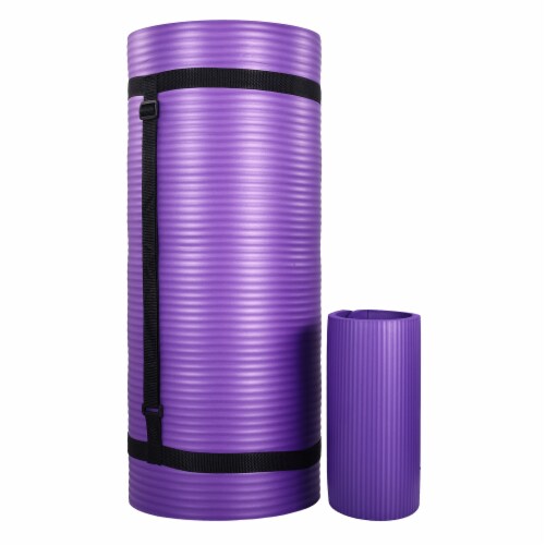 BalanceFrom Fitness 1 Extra Thick Yoga Mat w Knee Pad Carrying Strap Purple 1 Piece Foods Co