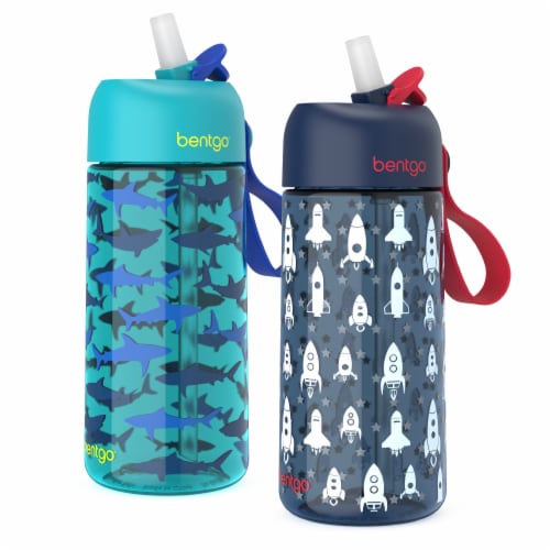 Bentgo® Kids Rocket/Shark Water Bottles Perspective: front