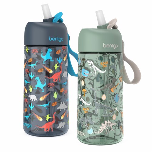 Bentgo Dino and Fossils Kids Water Bottle Perspective: front