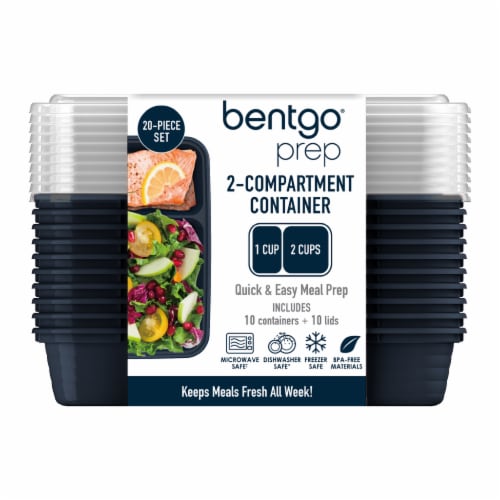 Bentgo® Prep 2-Compartment Containers - Navy Perspective: front