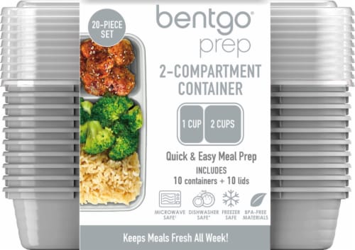 Bentgo® Plastic Meal Prep Two Compartment Containers - Silver Perspective: front