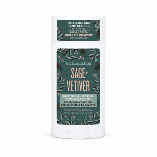 Schmidt's® Aluminum-Free 24-Hour Sage & Vetiver Sensitive Skin Vegan Natural Deodorant Stick Perspective: front